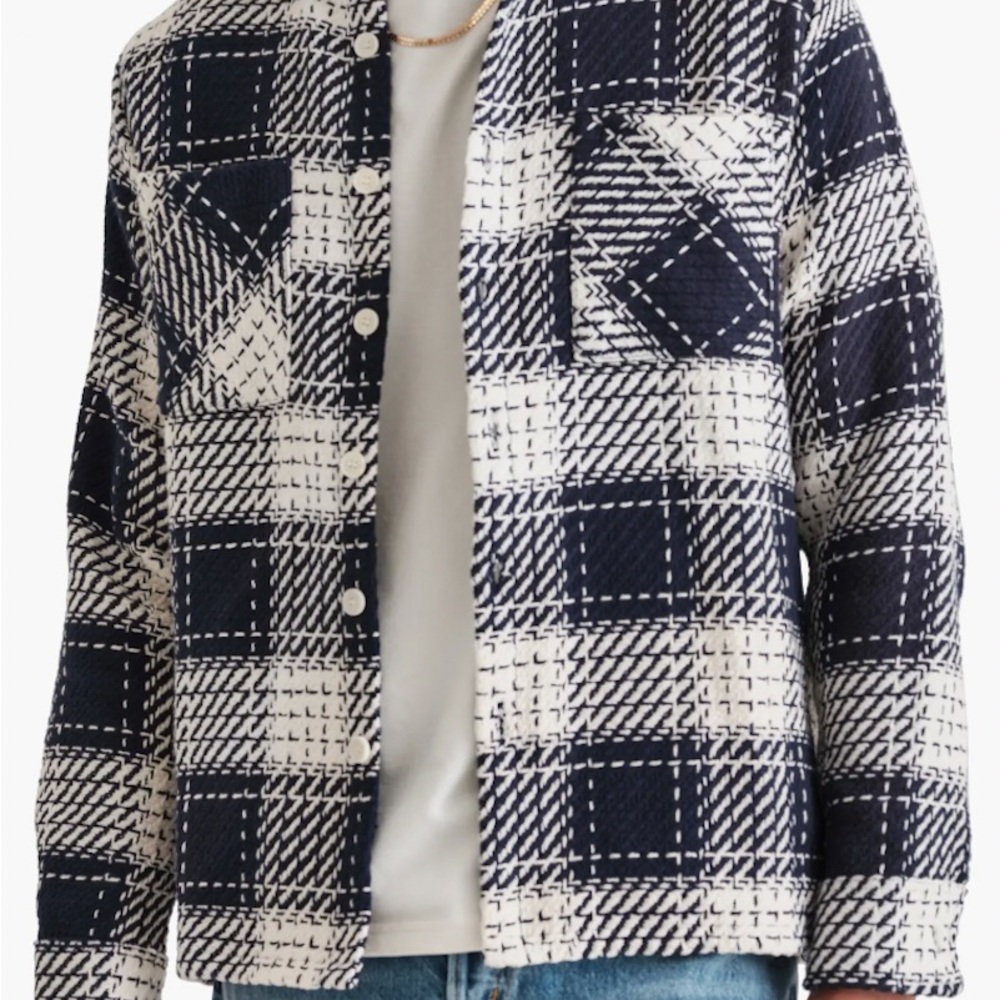 Navy & White Plaid Overshirt from Wax London